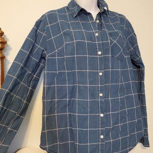 A New Day S Long sleeve button down - blue with white grid